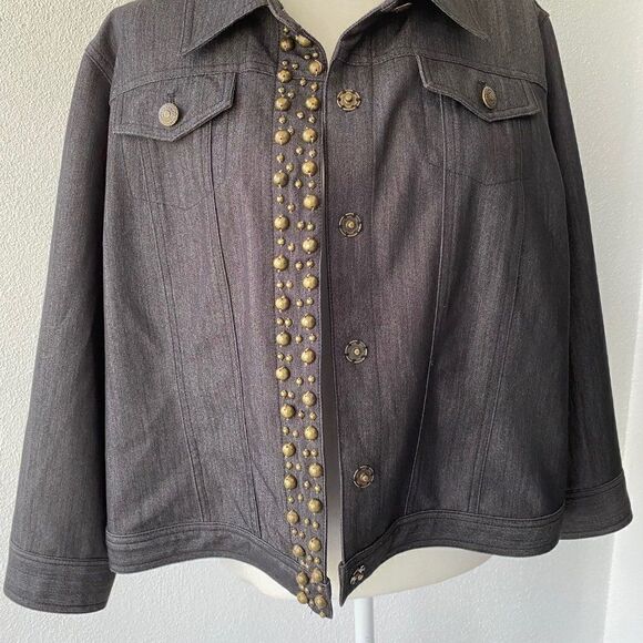 Ruby Road Womens Blue Snap Front Embellished Jacket SZ 18 - Picture 6 of 11